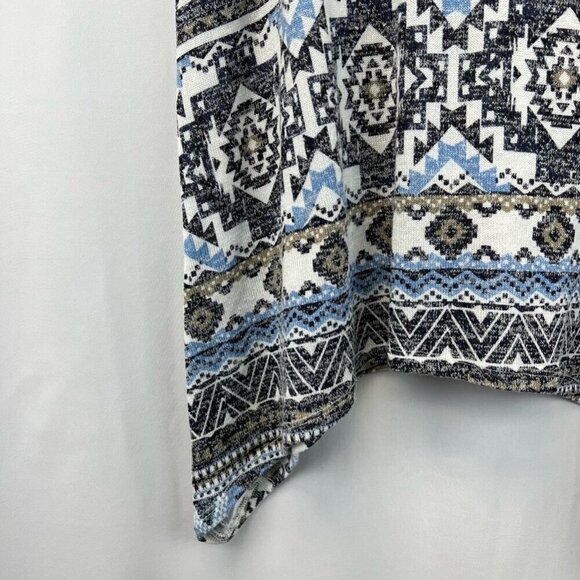 Absolutely Famous Womens Top Multicolor Aztec Short Sleeve Stretch M - Picture 9 of 11
